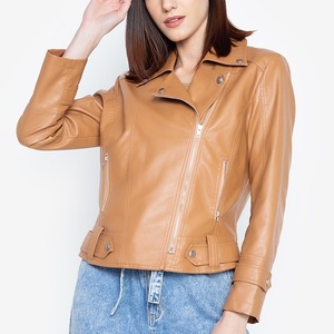 Nouvelle veste matelassée élégante pour femme en cuir véritable avec col à revers, respirante, coupe ajustée disponible, vestes en cuir rouge - Product Image 1
