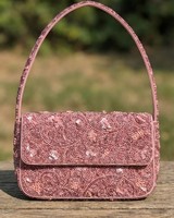 Sac à bandoulière personnalisable en coton brodé de perles roses de luxe, sac à main de créateur pour femme de qualité supérieure, sac de soirée tendance