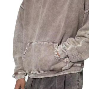 Custom Distressed <b>Zip</b> Hoodie 100% Cotton Sun Faded Acid Washed Print Vintage Regular Fit Autumn OEM Size - Product Image 3