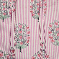 Sac fourre-tout artisanal à rayures florales imprimé au bloc de Jaipur pour l'été et l'automne + Trousse de toilette assortie avec fermeture éclair en pur coton écologique