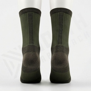 Crew <b>Socks</b> Olive Green Solid Knitted Cotton Breathable Casual Daily Wear Adult Autumn Standard Thickness - Product Image 2