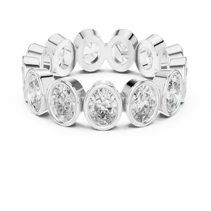 Bague Éternité Unisexe en Argent 925 avec Diamants de Laboratoire Taille Poire Est-Ouest 6,40 CTW Couleur E, Bord Festonné, Bijou Cocktail - Product Image 1