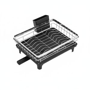 Égouttoir à vaisselle multifonctionnel en acier inoxydable avec plateau de drainage, passoire réglable pour évier, pour comptoir de cuisine - Product Image 1