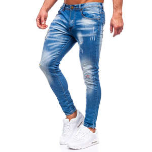 Jeans de Mezclilla para Hombre, Corte Recto, Cintura Media, Lavado Ácido, 100% Algodón Ecológico, Estilo Hip Hop Urbano - Product Image 4