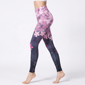 Women's High Waist <b>Floral</b> Print Yoga <b>Leggings</b> Full Length Four-Way Stretch Spandex Polyester Pants - Product Image 4