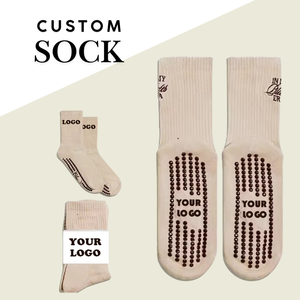 High Quality Custom Embroidery Logo Yoga Socks Anti <b>Slip</b> Ribbed Cotton Pilates Grip Socks - Product Image 1