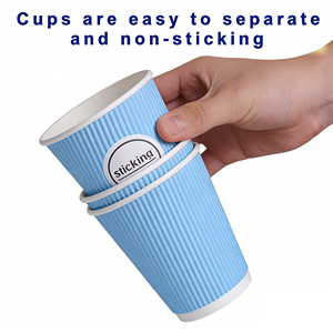 Gobelets jetables isothermes en papier synthétique ondulé de qualité alimentaire pour café chaud, vente en gros, avec manchon ondulé - Product Image 2