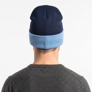 Bonnet d'hiver tricoté unisexe bicolore, épais, double couche, chaud, personnalisable avec broderie, pour temps froid - Product Image 2