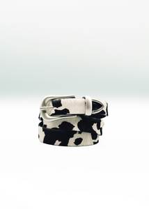Vintage Casual <b>Belt</b> with Animal Print Pattern Cow Hide Steel Pin Buckle 3.5cm Width 125cm Length Sustainable in Silver Tone - Product Image 5