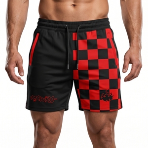 Pantalones Cortos de MMA para Hombre MAWRA, Rojos y Negros a Cuadros, de Secado Rápido, Corte Regular, con Logotipo Frontal Sublimado, Ropa de Artes Marciales Mixtas - Product Image 1