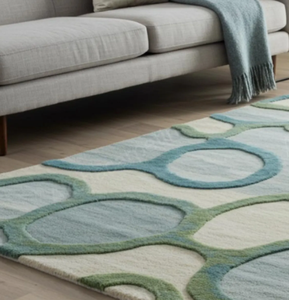 Tapis en laine fait main de haute qualité, abstrait, élégant, tufté, lavable, taille personnalisable, décoration moderne pour salon, Golf - Product Image 1