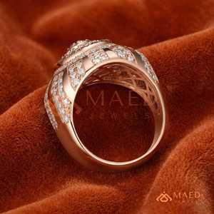 Rose Gold <b>Men's</b> Moissanite Hip Hop <b>Ring</b> Round Cluster Halo Iced Out Statement Band Luxury Jewelry Gift for <b>Men</b> - Product Image 6