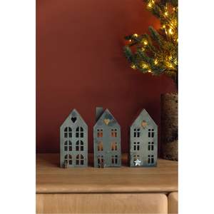 Galvanized Metal House Candle Holder Modern Zinc Tealight <b>Lantern</b> <b>Set</b> Indoor Outdoor Home Decor Christmas Tabletop Ornament - Product Image 2