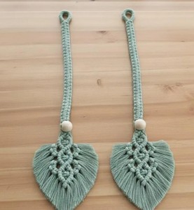 Attaches de rideaux en macramé en forme de feuille – Attaches de rideaux bohèmes en tissu faits à la main – Attaches de rideaux tissées à la main - Product Image 3