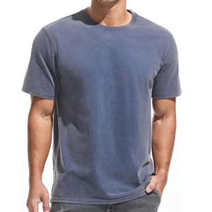 T-shirt décontracté pour homme, col épais, 100% coton, surdimensionné, lourd, respirant - Product Image 1