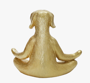 Figurine de chien méditant en résine plaquée or, style minimaliste moderne, sculpture de chiot mignon, artisanat pour la décoration de bureau, vente en gros - Product Image 3
