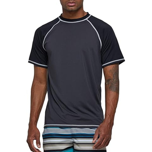 เสื้อยืดกีฬาผู้ชายแบบรัดรูป ป้องกันการระคายเคือง แขนสั้น เสื้อว่ายน้ำ ป้องกันรังสียูวี แห้งเร็ว ผู้ผลิต OEM - Product Image 2