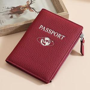 Genuine High-Quality PU Leather Passport <b>Holder</b> Cover Passport Case Protector with Zipper Bag Travel Wallet - Product Image 3