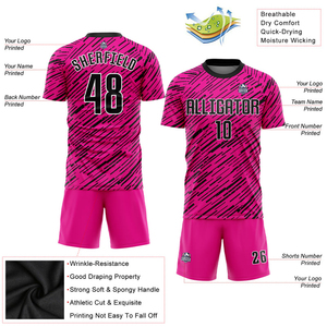 Maillot de football personnalisé rose noir-blanc par sublimation 100 % polyester anti-humidité à manches courtes pour entraînement décontracté avec logo du club - Product Image 5