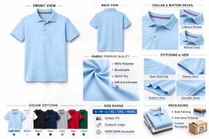 Uniformes Escolares de Polo de Algodón de Alta Calidad de Marca Privada, Uniforme de Escuela Secundaria, Camiseta Polo para Estudiantes, Camiseta Polo Lisa para Niños - Product Image 6