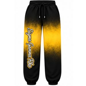 กางเกงจ็อกเกอร์ทรงโอเวอร์ไซส์ย้อมสีไทได สำหรับผู้หญิง ยี่ห้อ Sigma Gamma Rho สีดำทอง พร้อมตัวอักษรกรีกแบบกำหนดเอง กางเกงวอร์มลำลองสำหรับชมรมนักศึกษา - Product Image 1