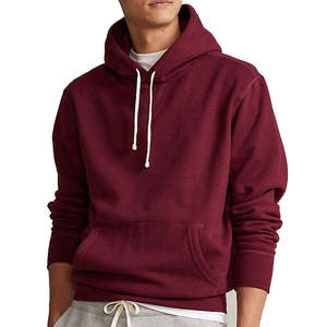 Sweat-shirt à capuche bordeaux pour homme, 100% coton molletonné, coupe classique, couleur unie, vêtement décontracté pour l'automne - Product Image 1