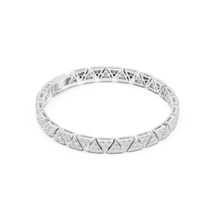 Bracelet tennis en or blanc 14 carats avec maillons en V et diamants - Product Image 4