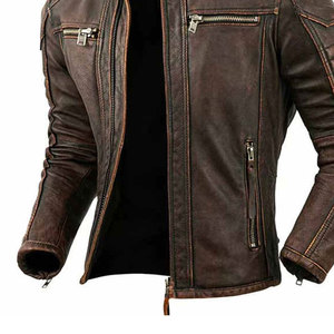 Veste en cuir de vachette pour homme avec fourrure de vache, design OEM personnalisé, poches zippées, vêtement d'extérieur élégant en fourrure de vache - Product Image 5