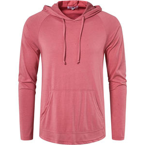 Sweat à capuche léger doublé en maille rose poudré pour homme, coupe ajustée décontractée, style streetwear - Product Image 1