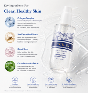 AESTHEIN Gel Limpiador Facial Premium Derma Sense 300ml Hipoalergénico Coreano Acné Cero Mela Cero Ingredientes Patentados - Product Image 3