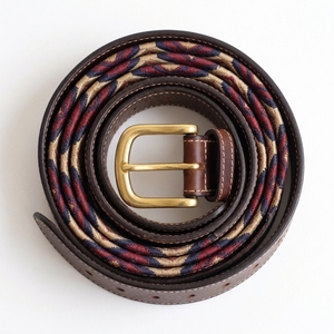 Genuine Leather Woven Pattern <b>Belt</b> for Men <b>Vintage</b> Brass Buckle Handmade Casual Jeans Waist <b>Belt</b> Brown Premium - Product Image 5