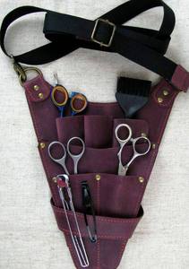 Étui de protection professionnel en cuir véritable pour ciseaux de barbier, pochette de taille pour styliste, ceinture réglable, sac à outils décontracté - Product Image 5