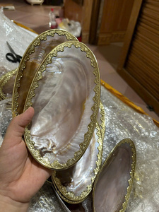 ถาดเคลือบมุกสีขาว ล้างทำความสะอาดได้ จานใส่คาเวียร์ 99 GD เปลือกหอยเวียดนาม ของตกแต่งหรูหราแบบดั้งเดิม - Product Image 5
