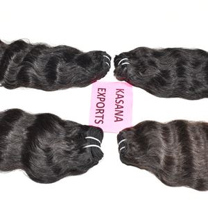 Extensions de Cheveux Humains Vierges Indiens Ondulés Bundle Machine à Double Trame Couleur Noire Naturelle Traitement des Vagues Profondes Aucun Produit Chimique - Product Image 5