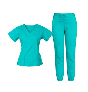 Ensemble de Blouses Médicales Personnalisées Haut de Gamme Écologiques Extensibles dans les 4 Sens, Uniforme d'Infirmière Type Jogger, Blouse Médicale à Col en V pour Hôpital - Product Image 1