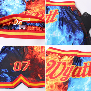 Shorts de sublimation personnalisés, motif flamme 3D, streetwear décontracté, nom personnalisé, fournisseur de shorts athlétiques décontractés - Product Image 6