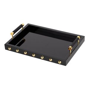 Ensemble de plateaux de service modernes en bois et métal, plateau de service rectangulaire de designer haut de gamme, élégant et décoratif, plateau de service élégant pour la décoration de la maison - Product Image 5