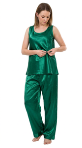 Conjunto de Pijama Informal de Satén para Mujer, con Cintura Elástica, Sin Mangas, Elegante, para Primavera, Verano y Otoño - Product Image 2