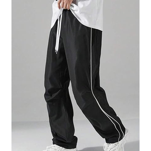 Autumn New Arrivals Elastic Mid Rise Loose Stacked Cargo Pants Cool Streetstyle Nylon Canvas <b>Men's</b> Colorblock Track Pants Side - Product Image 4