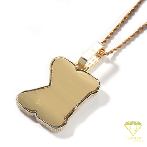 Collier chaîne tennis de luxe scintillant avec diamants de laboratoire de créateur, entièrement pavé et grand pendentif géométrique doré - Product Image 4