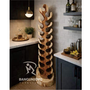 Porte-bouteilles en bois de suar, adapté à la maison, à la cuisine, au bar, au salon, design moderne, bois massif, qualité commerciale - Product Image 2
