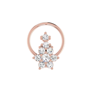 AJRETAIL 0.13 Carat Natural Diamond Brilliant Cut 14K Gold Ethnic Flower Design Nose Pin HI Color VS-SI Fine Piercing Jewelry - Product Image 2