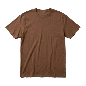 Camiseta de Cuello Redondo para Hombre, 100% Algodón, Color Marrón Sólido, Manga Corta, Corte Regular, Estilo Casual, 200g, Anti-Pilling, Frente Liso - Product Image 1