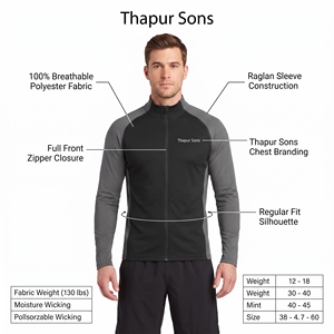 Veste zippée intégrale unisexe PASUXI respirante, coupe classique, 100 % polyester - Product Image 5