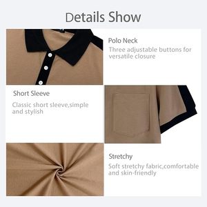 Camisas Polo Casuales para Hombre, Manga Corta, Cuello Clásico con Botones, Camisetas de Golf de Algodón a la Moda con Bolsillo - Product Image 5