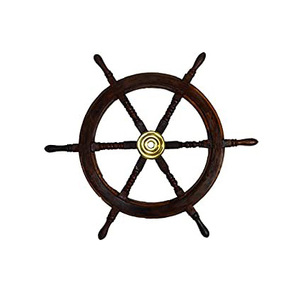 Beautiful 12\" Vintage Solid Wood Captain's Ship Wheel Nautical <b>Wall</b> <b>Decor</b> for Boat Polished Vintage Ship Wheel - Product Image 1