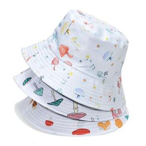 White Cartoon Mushroom Print Bucket <b>Hat</b> Unisex Children Spring <b>Summer</b> Casual Beach Wear - Product Image 5