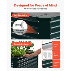 Kit Fioriera Rettangolare in Metallo Zincato 6.67 X 3.35 X 1.51 ft, Letto da Giardino Rialzato per Esterni Antiruggine per Piantare Fiori - Product Image 6