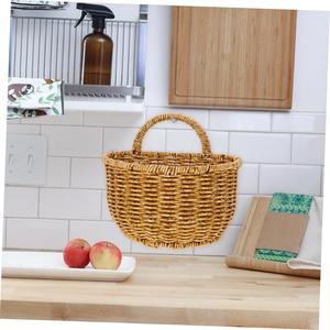 Cesta de Mimbre Ovalada Tejida a Mano con Asa Trenzada Alta - Cesta de Regalo Decorativa Multicolor - Product Image 4