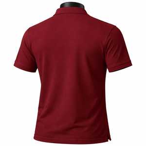Polo de Manga Corta para Hombre, Color Sólido, Algodón Piqué, Tejido Transpirable, Corte Regular, Rojo - Product Image 2